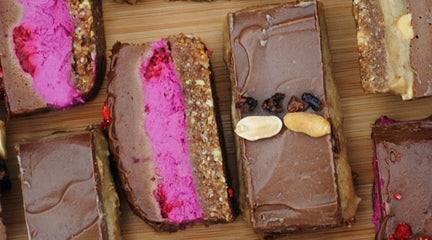 Raw Choc-Caramel and Choc-Raspberry Layers