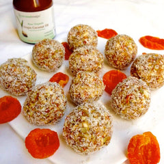 Raw Almond, Apricot, and Coconut Bliss Balls