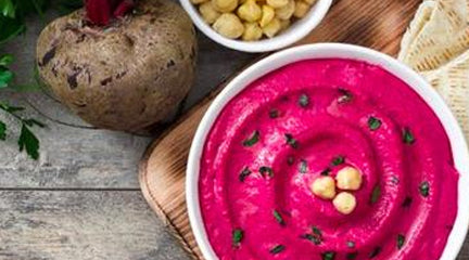 Beetroot Hummus with Coconut Cider Vinegar