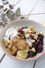Black Rice Pudding with Banana, Coconut and Macadamias